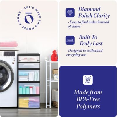 Plastic 5 Drawer Home Storage Container Tower Closet Organizer