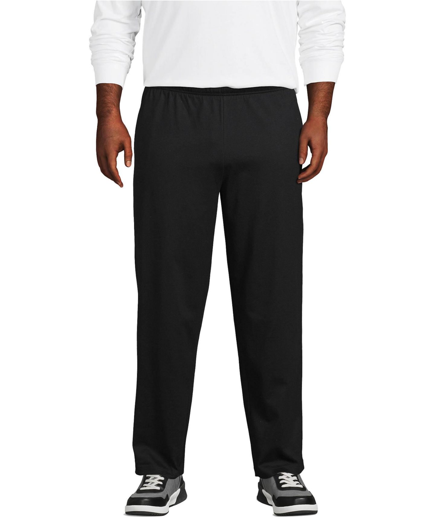 Мужские брюки Lands' End Big & Tall Jersey Knit Pant, цвет: Чёрный — фото 1