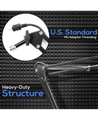 Adjustable Scissor Arm Microphone Stand with USB Cable, Shock Mount, and Desk Clamp