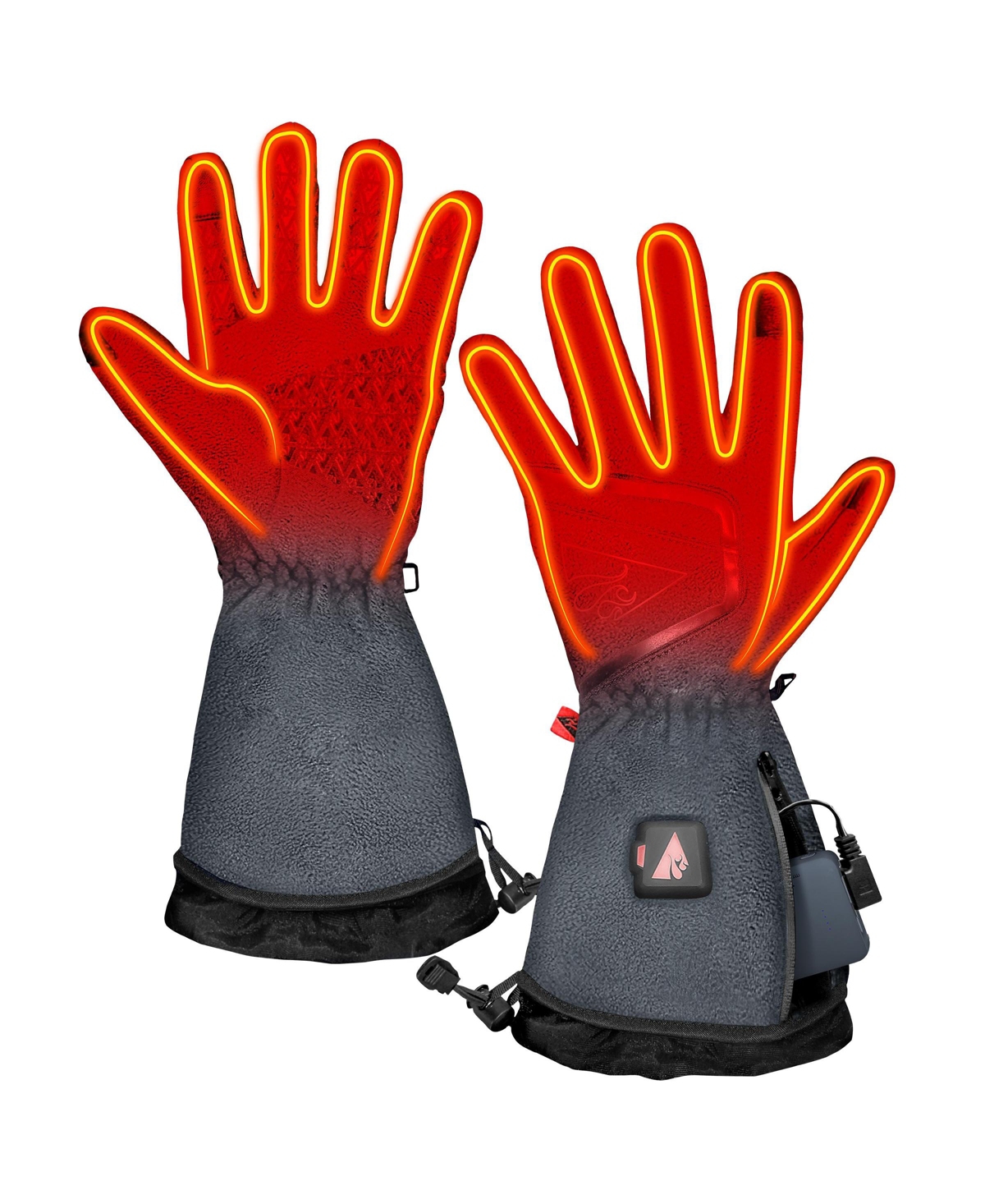 Men's 5V Slim-Fit Fleece Battery Heated Gloves Grey - Xl - Grey
