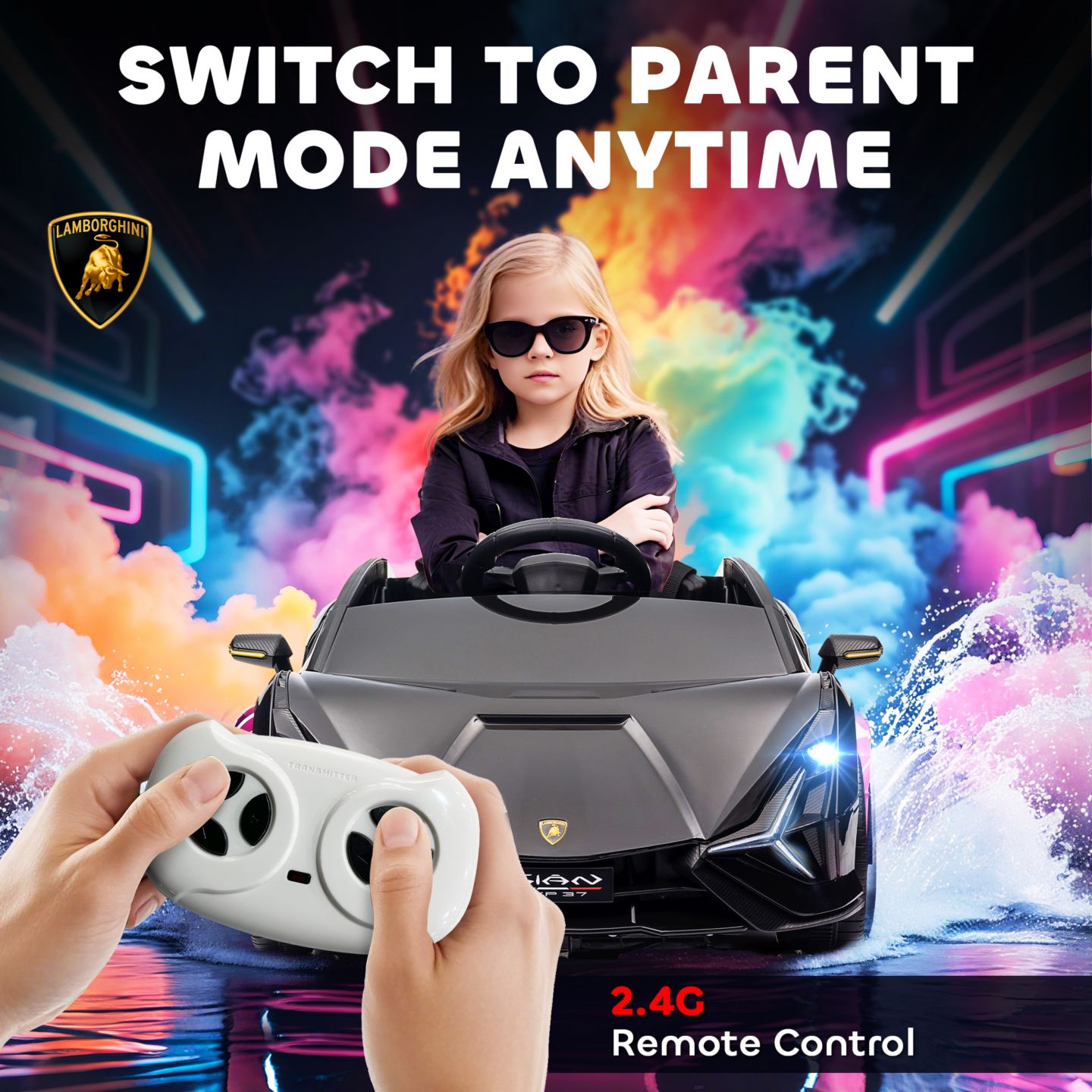 Детская игрушка Aosom 12V Lamborghini Sian Licensed Electric Car for Kids, цвет: Чёрный — фото 6
