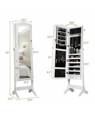14 LED Jewelry Armoire Cabinet with Full Length Mirror and 4 Tilting Angles