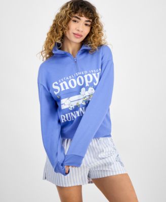 Love Tribe - Juniors' Snoopy Zip-Neck Long-Sleeve Sweatshirt