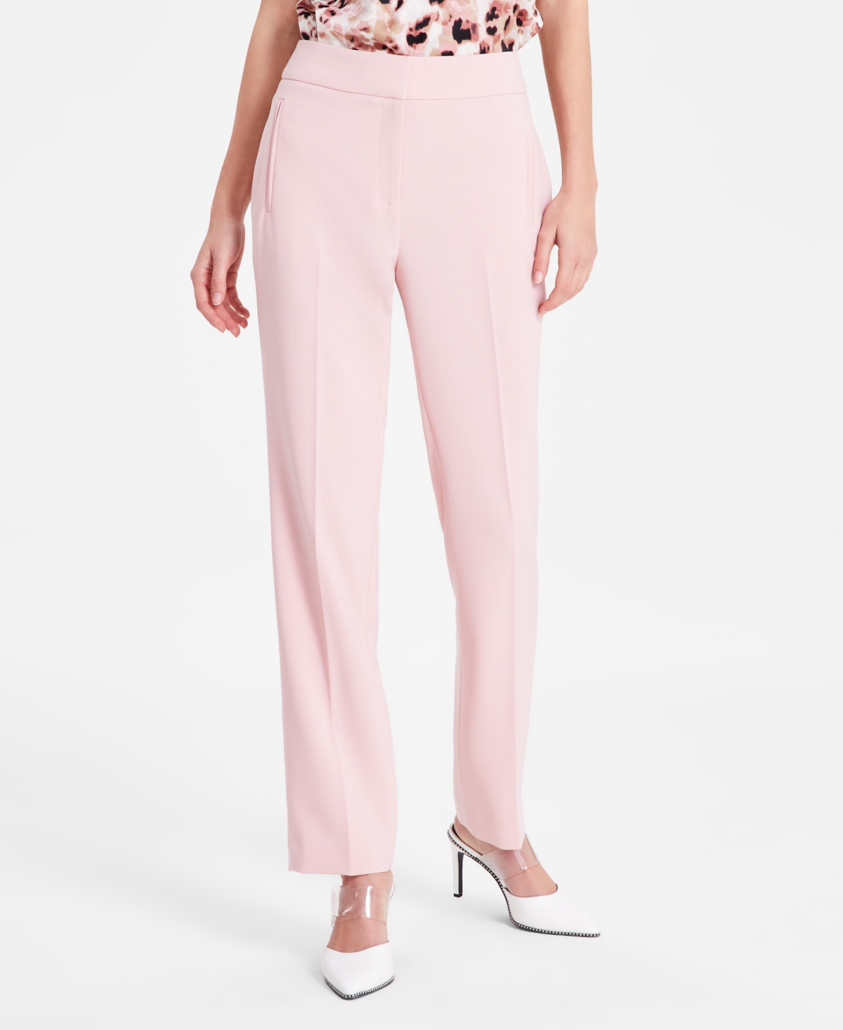 Bar Iii Women's Flat-front Straight-leg Suit Pants, Exclusively At Macy's In Desert Rose