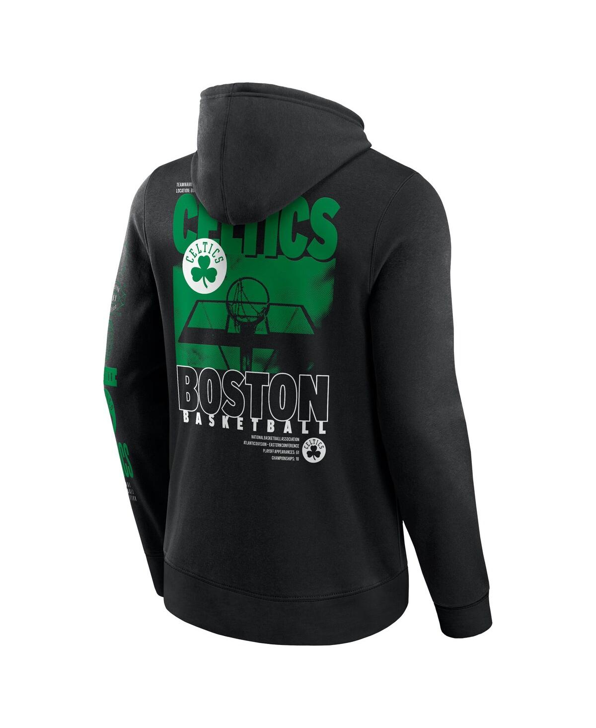 Fanatics Men's Black Boston Celtics Game Time Crossover Pullover Hoodie In Black,kelly Green