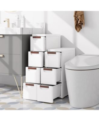 3-Drawer Rolling Organizer Unit Narrow Storage Cabinet with Built-In Wheels for Small Space