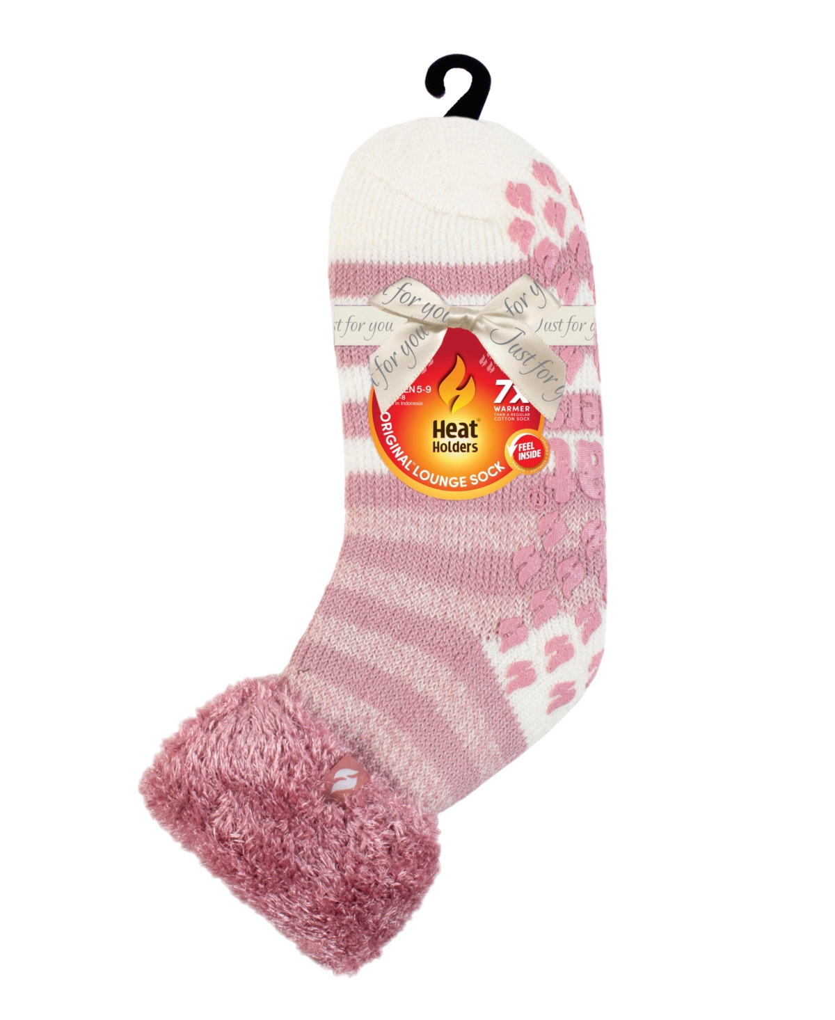 Heat Holders Aberfeldy Stripe Lounge Socks In Dusty Pink