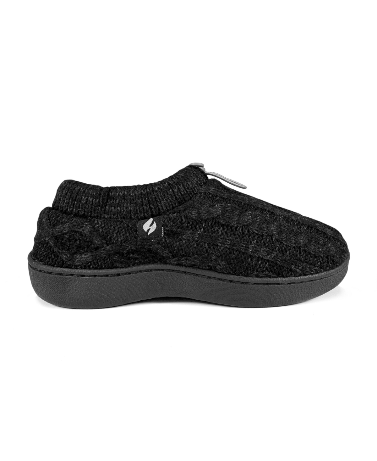 Heat Holders Women's Ava Cable Knit Drawstring Slippers In Black