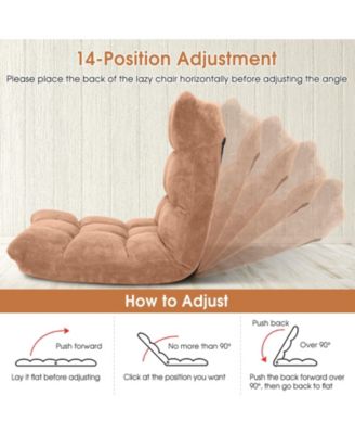 14-Position Adjustable Floor Chair with Cushioned Seat and Steel Frame