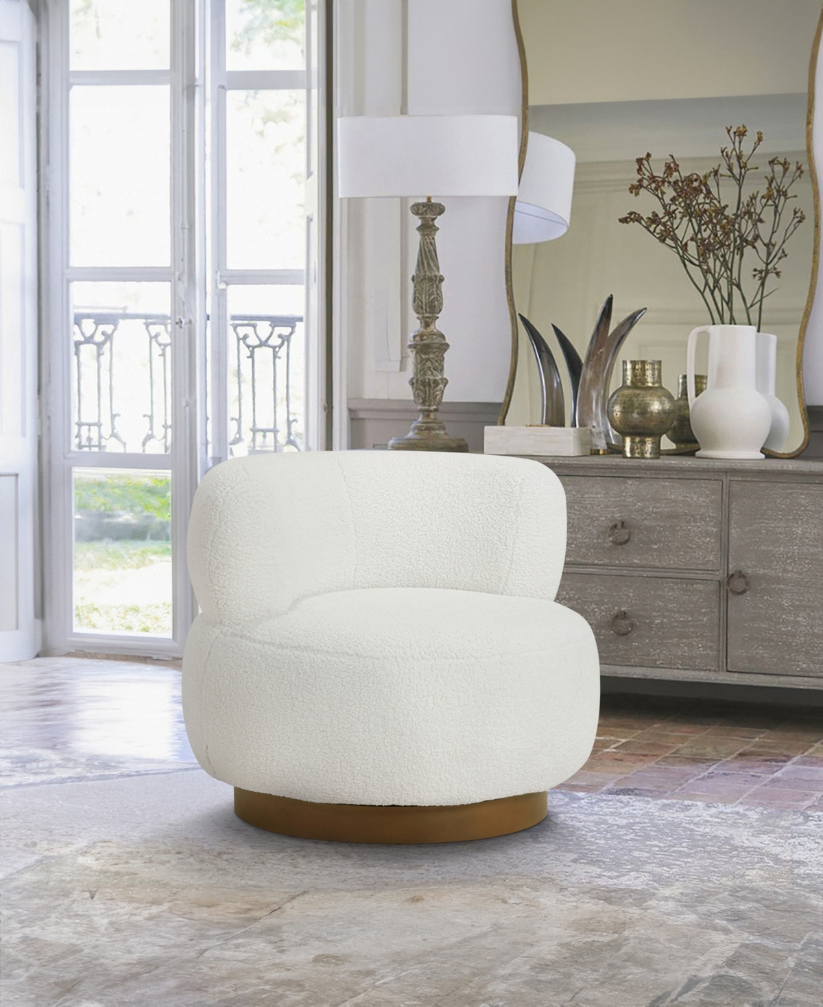 Homelegance 35" White Label Lyman Swivel Chair In White