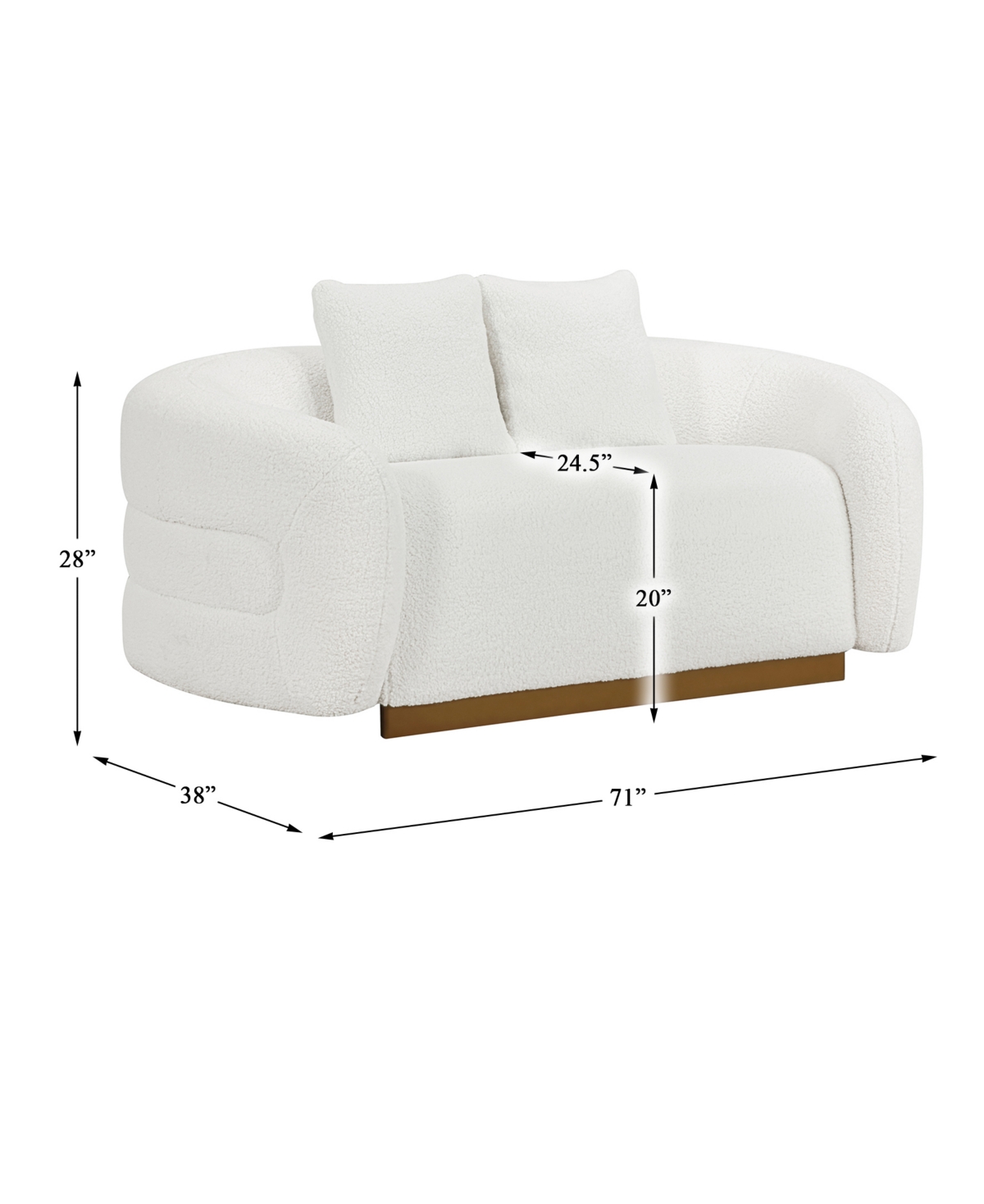 Homelegance 71" White Label Lyman Sherpa Love Seat In White