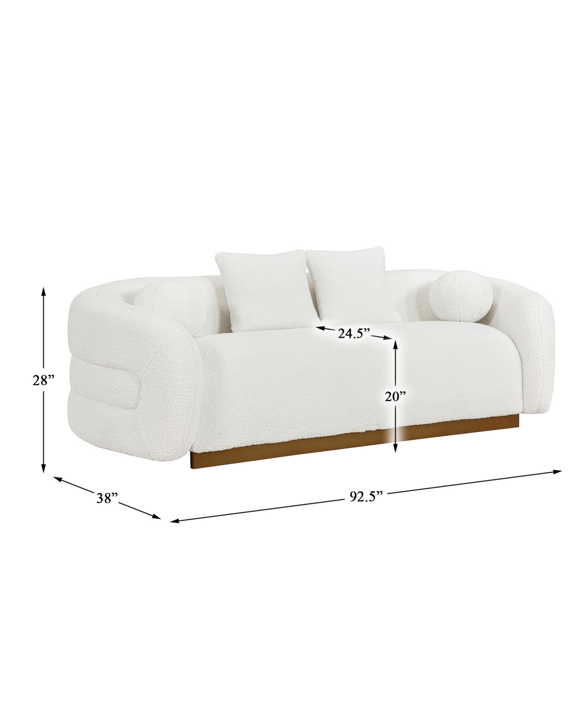 HOMELEGANCE 93" WHITE LABEL LYMAN SHERPA SOFA 