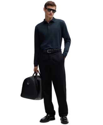 Men's Embroidered Logo Long Sleeve Polo