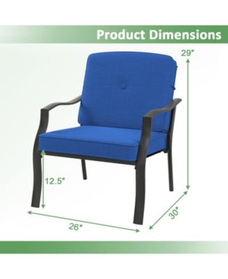 2 Pieces Patio Metal Chairs with Seat and Back Cushions for Yard