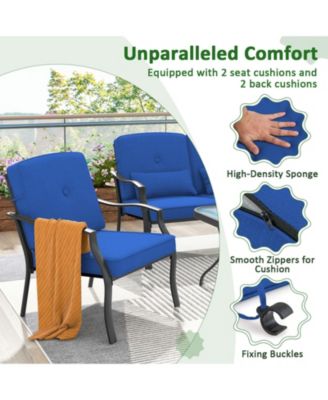 2 Pieces Patio Metal Chairs with Seat and Back Cushions for Yard