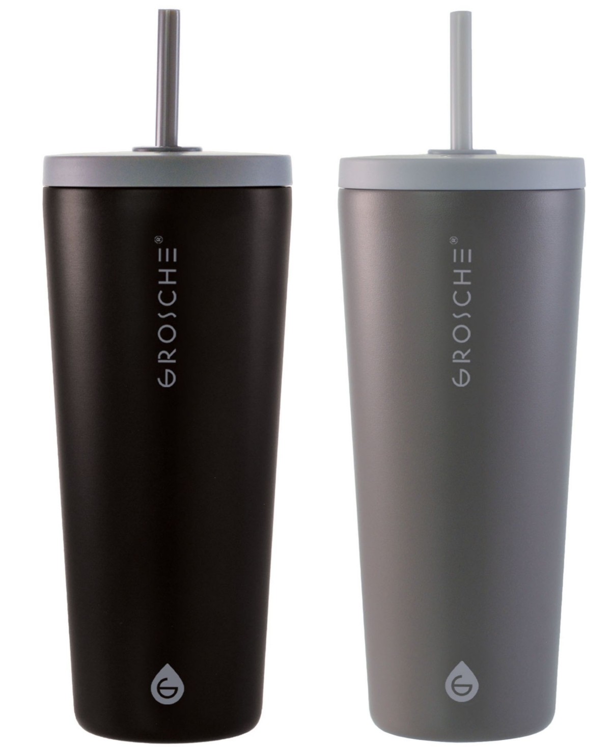Grosche Jasper 2 Pc. Insulated Tumbler With Straw In Black,gray
