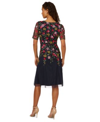 Women's Embellished Mesh Midi Dress