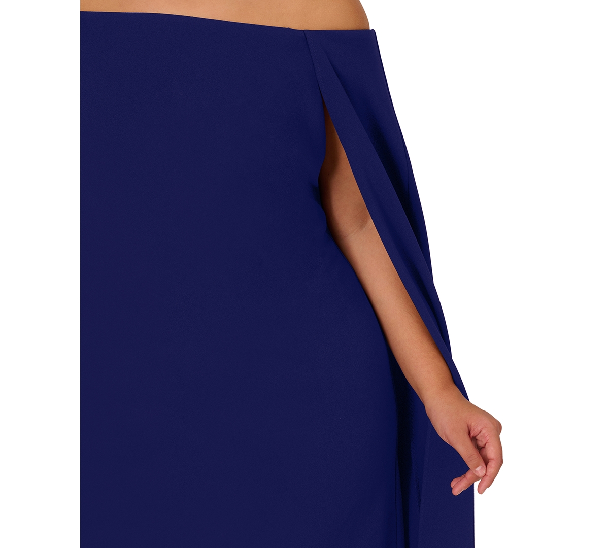 Shop Adrianna Papell Women's Plus Size Off-the-shoulder Cape Dress In Dark Blue Violet