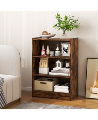 3-Tier Bookcase Open Display Rack Cabinet with Adjustable Shelves