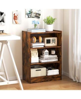 3-Tier Bookcase Open Display Rack Cabinet with Adjustable Shelves
