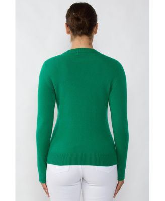 Women's 100% Pure Cashmere Long Sleeve Crew Neck Pullover Sweater