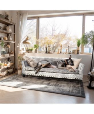 Dog Sofa Lounge Bed Dutch Velvet Upholstered Pet Couch Bed Removable Cushion