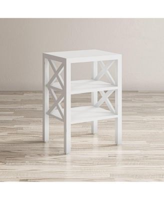 Global Archive Solid Wood Rustic Modern X-Side Accent Bookcase with Two Shelves