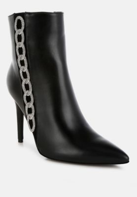 Womens Kalina Rhinestones Chain Detail Boots