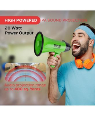 20-Watt Mini Megaphone Speaker with Siren, Adjustable Volume, Lightweight, Battery Operated, Green Bullhorn