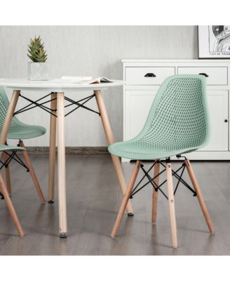 Set of 2  Mesh Design Seat with Wooden Legs  Modern Style, Lightweight DSW Dining Chair