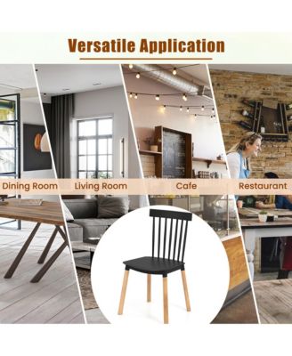 Set of 4 Windsor Dining Chairs Dining Chairs w/ Spindle Backs & Curved Seats