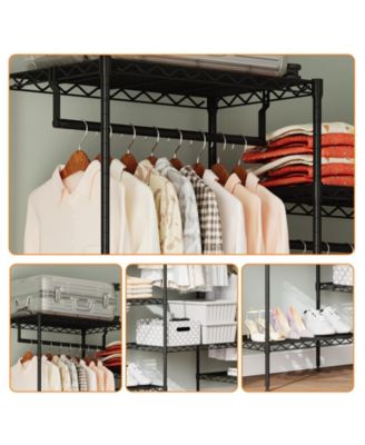 CuisinSmart Clothing Racks for Hanging Clothes, Metal Clothes Hanging Rack with 8 Adjustable Shelves & 4 Hanging Rods, Freestanding Wardrobe Closet Portable Garment Rack Clothes Organizer