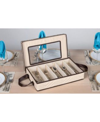 Flatware Storage Case for cutlery - Holds a 12 Serving Set in 5 compartments