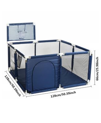 Baby Playpen Outdoor Indoor Play Yard 7 Panel Baby Safety Playpen for Infant Toddler with Basketball Hoop