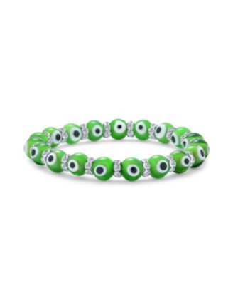 Turkish Turquoise Blue Evil Eye Glass Bead Stretch Bracelet Crystal Rondelle Spacers Protection Gift