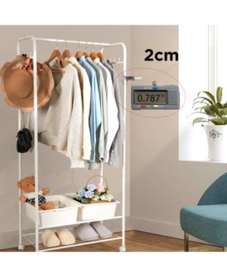 Metal Clothes Rack with Wheels: Portable Garment Organizer with Storage Shelves