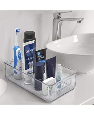 4 Pack Medium Stackable Clear Storage Bins with Handles