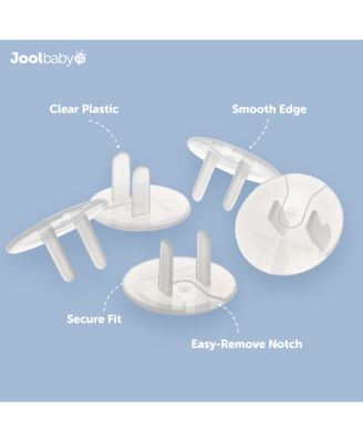 Toddler Jool Outlet Covers (32 Pack) Safety - Easy Adult Removal, Plug Protectors Proofing Electric Sockets - Transparent Design