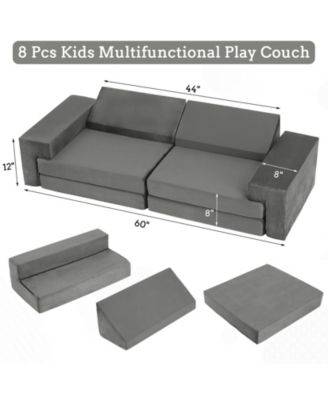 8PCS Modular Kids Play Couch, DIY Toddler Couch for Building Magical Forts in Playroom and Bedroom