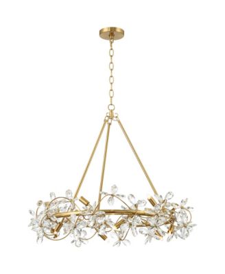 Carrine 31 1/2" Modern Pendant Chandelier Ceiling Light Fixture Dining Room Over Table Flower Soft Gold Finish Crystal