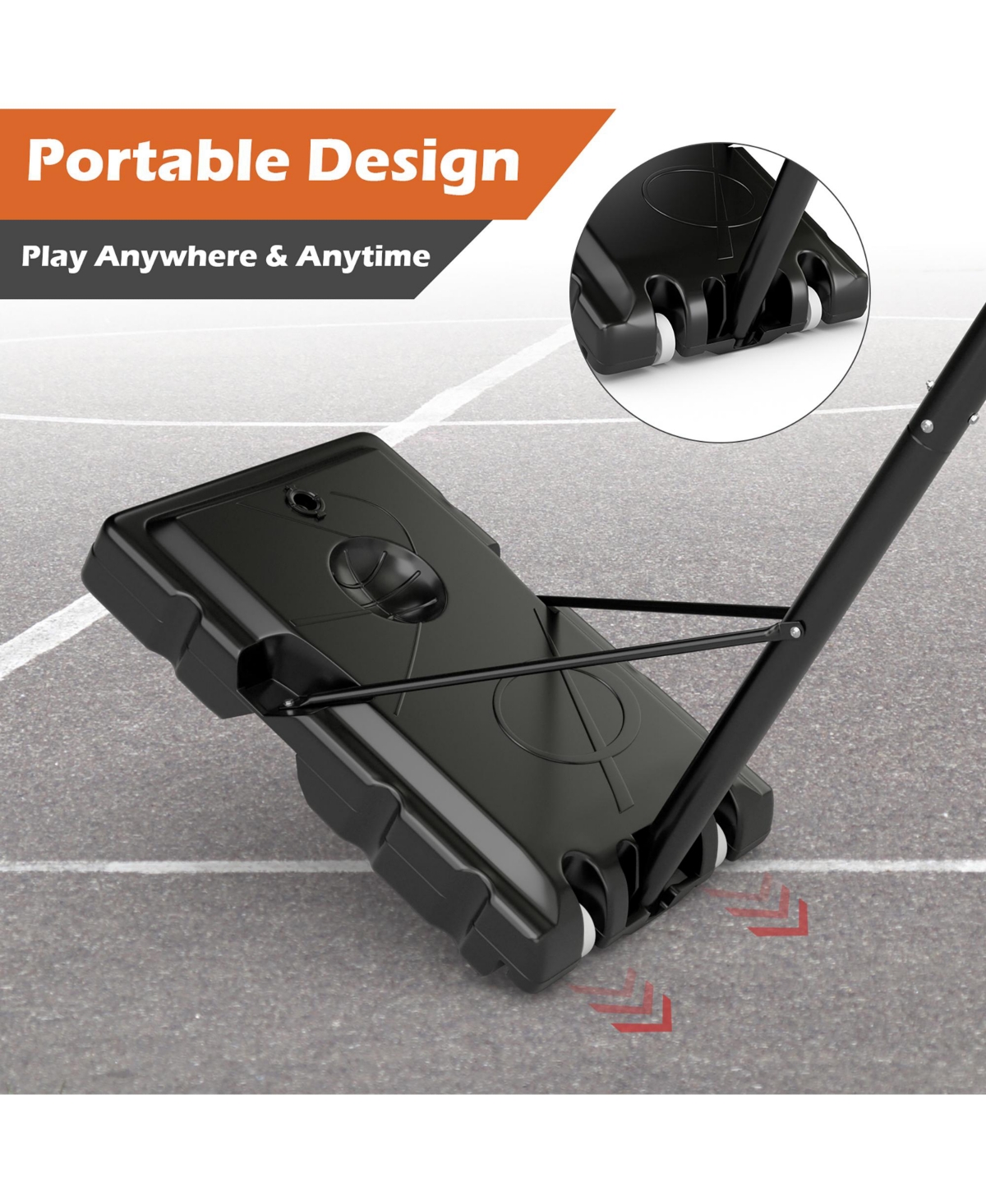 Gymax Portable Basketball Hoop System 4.9-10 Ft Adjustable w/ Weight Bag Wheels Outdoor