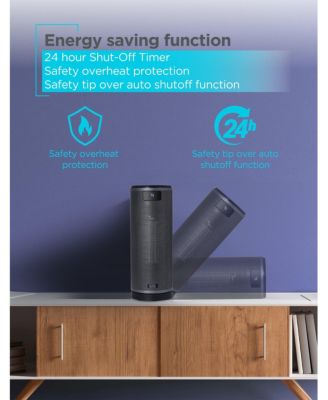 Ceramic Oscillating Tower Heater with Remote Control, Space Heater with Digital LED Display, Black