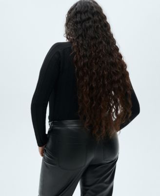 Women's Leather-Effect Straight Trousers