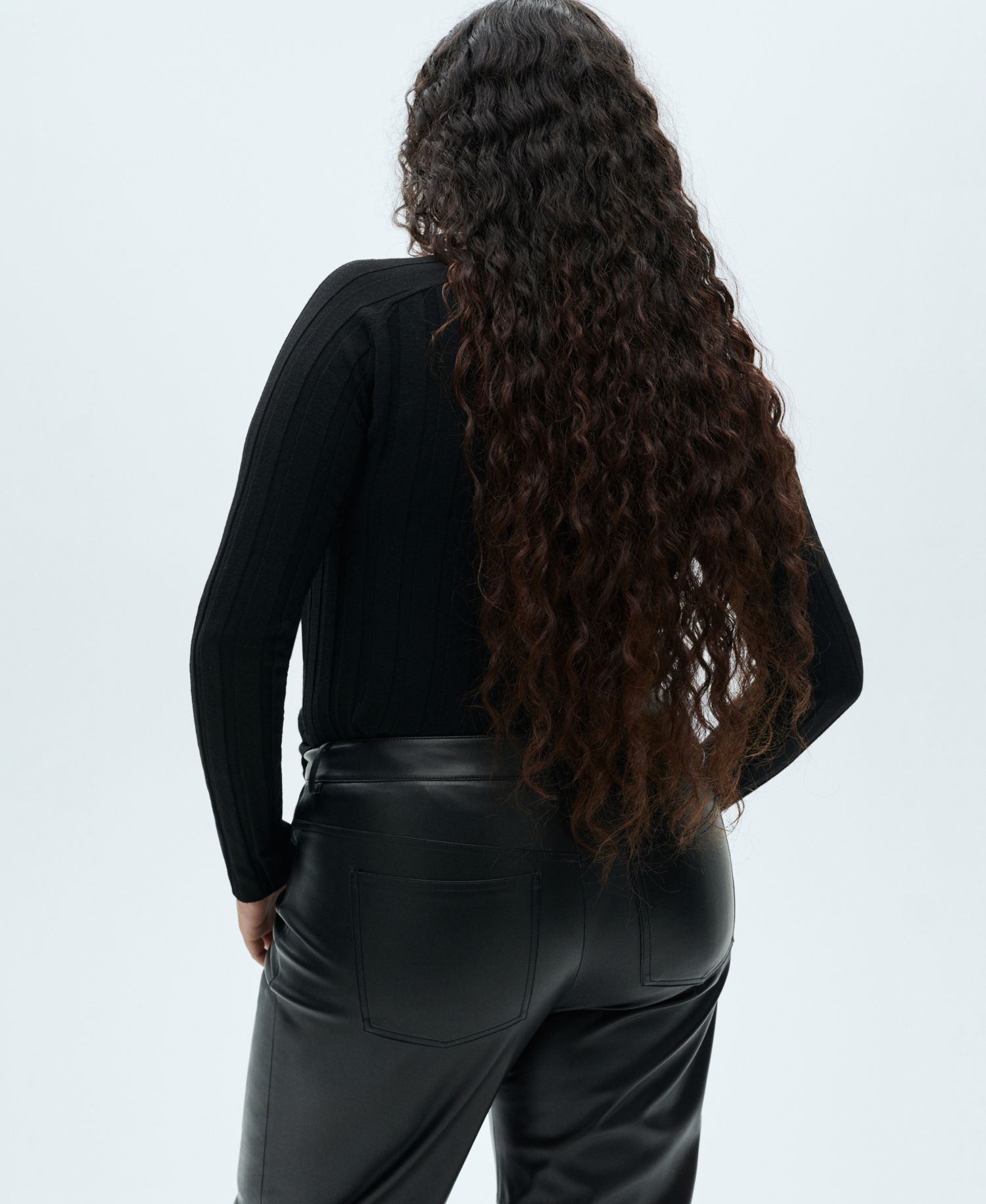 Women's Leather-Effect Straight Trousers