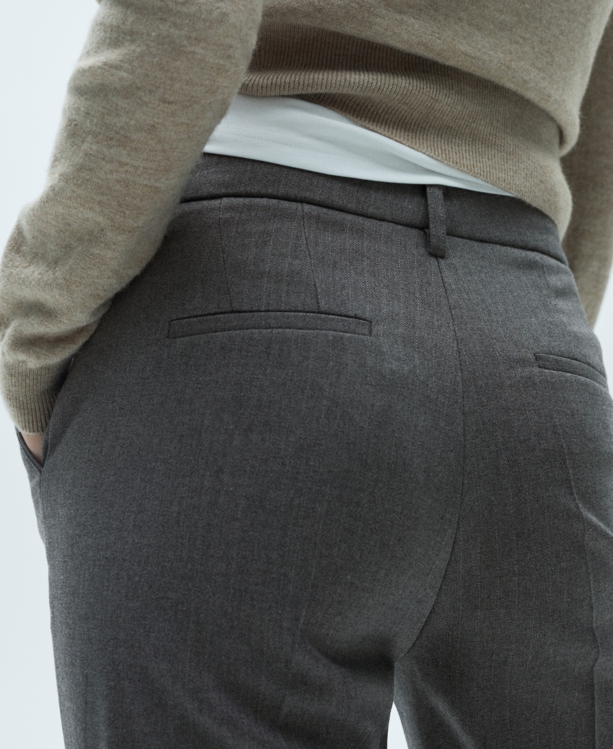 Mango Flat Front Skinny Pants In Gray