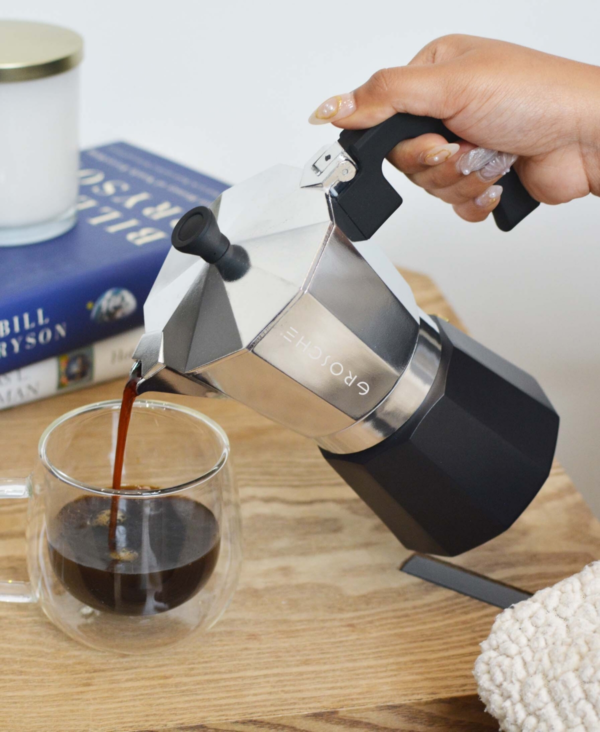 GROSCHE MILANO TUXEDO STOVETOP 6 CUP ESPRESSO MAKER MOKA POT