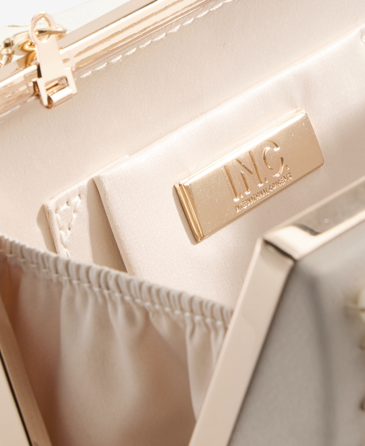 Inc International Concepts Ranndi Matte Champagne Satin Clutch Crossbody In Champagne