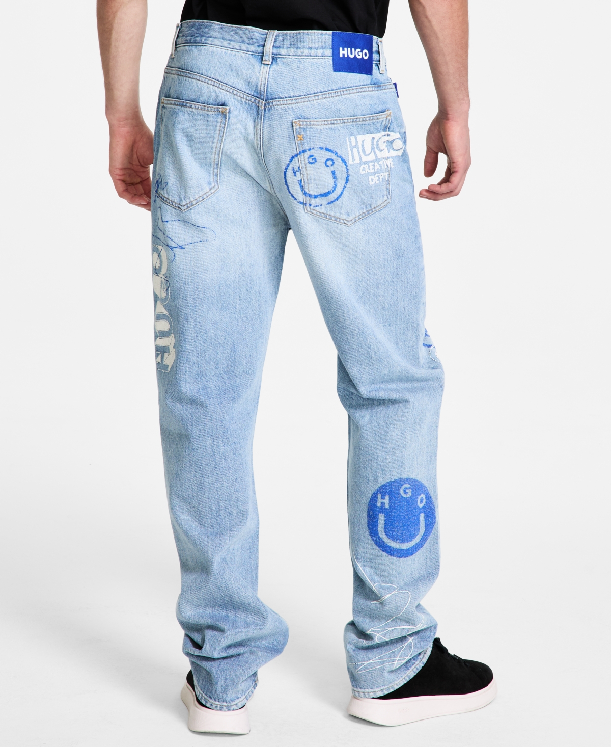 HUGO BOSS MEN'S NATE SIGNATURE-DETAIL BAGGY JEANS 
