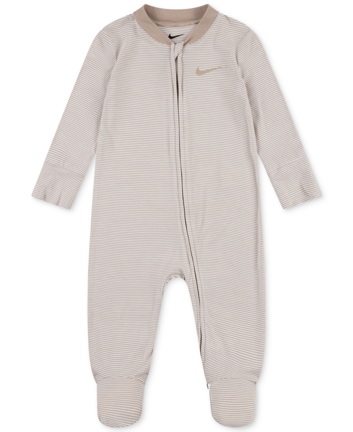 Nike Stripe Zip Footie In Gray