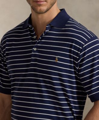 Men's Big & Tall Striped Cotton Interlock Polo Shirt
